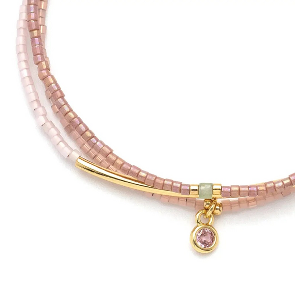 Tonal Miyuki Bracelet Trio - Blush/Gold