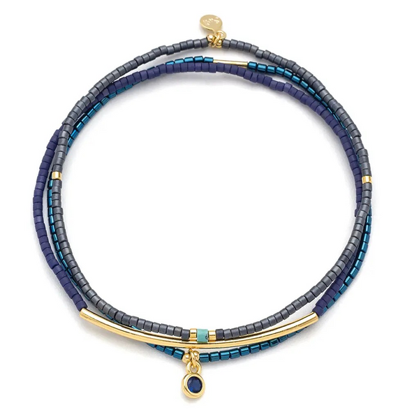 Tonal Miyuki Bracelet Trio - Navy/Gold