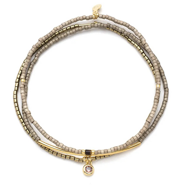 Tonal Miyuki Bracelet Trio -Pewter/Gold