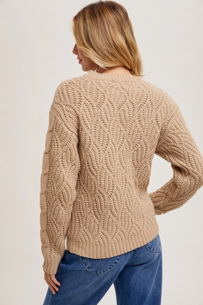 Twisted Knit Sweater Pullover Top