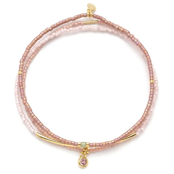 Tonal Miyuki Bracelet Trio - Blush/Gold