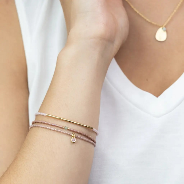 Tonal Miyuki Bracelet Trio - Blush/Gold