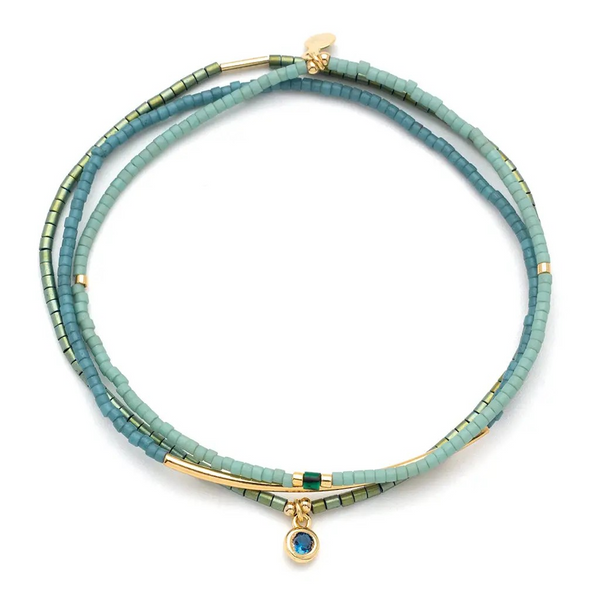 Tonal Miyuki Bracelet Trio -Turquoise/Gold