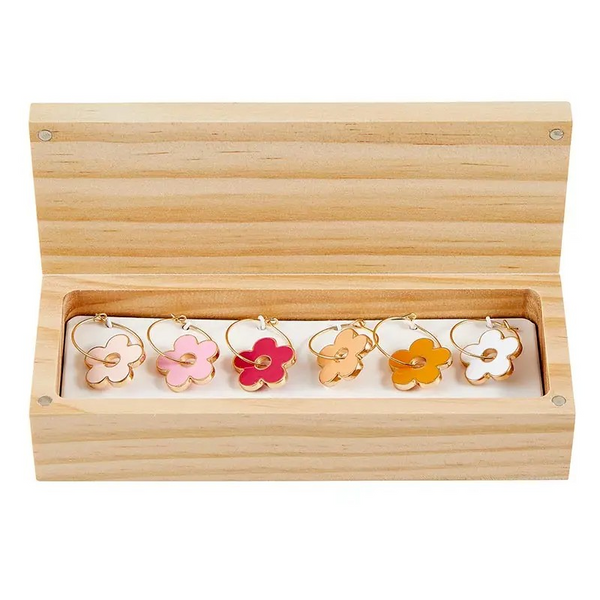 Wine Charms in Wood Box - Charmed - Set of 6