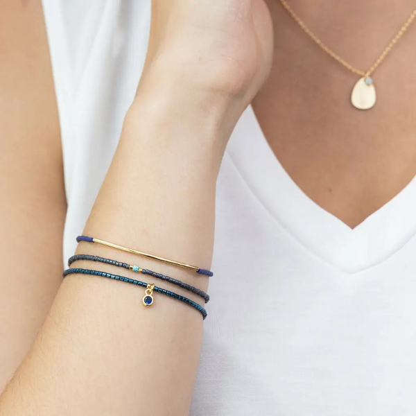 Tonal Miyuki Bracelet Trio - Navy/Gold